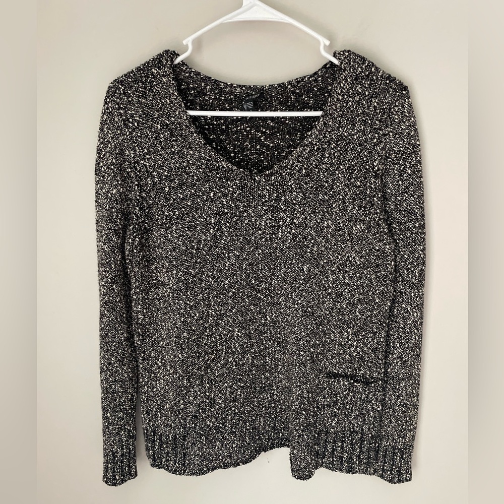 Eileen Fisher Textured Cotton V Neck Sweater Size Small